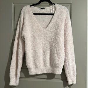 Zara white eyelash sweater